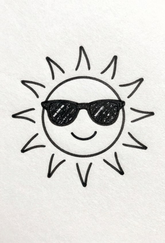 cheerful sun with sunglasses