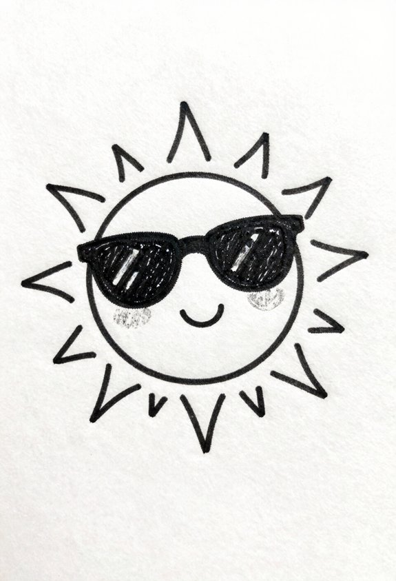 cheerful sun with sunglasses