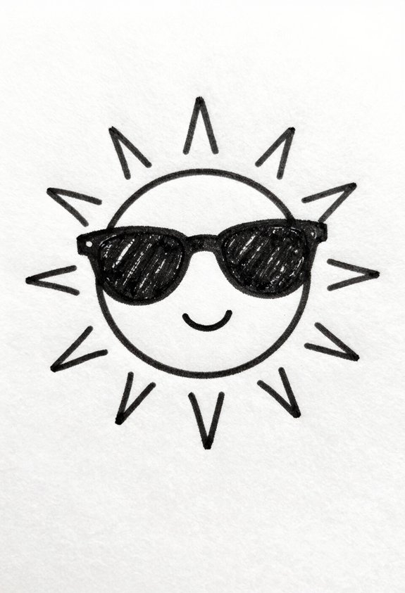 cheerful sun with sunglasses