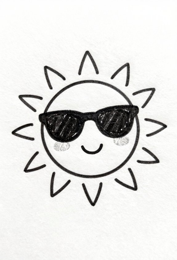 cheerful sun with sunglasses