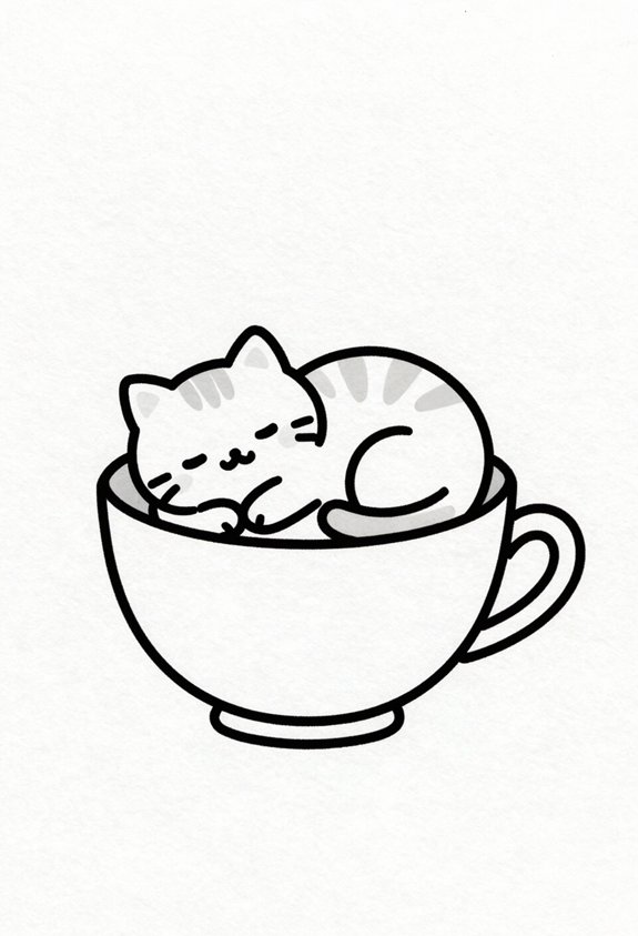 chubby cat in teacup