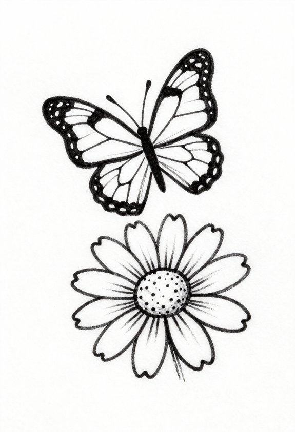 colorful butterfly over daisy