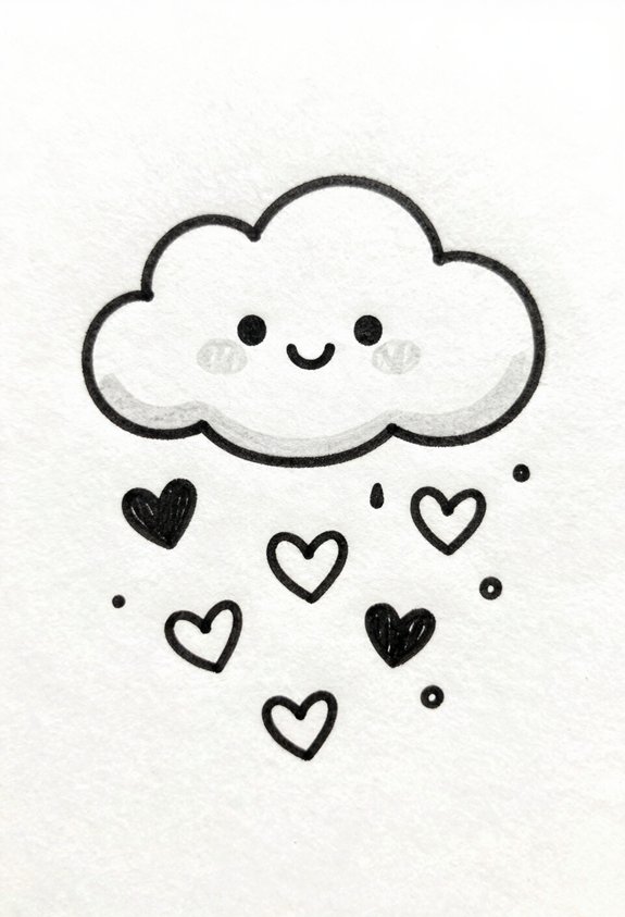 colorful heart rain cloud