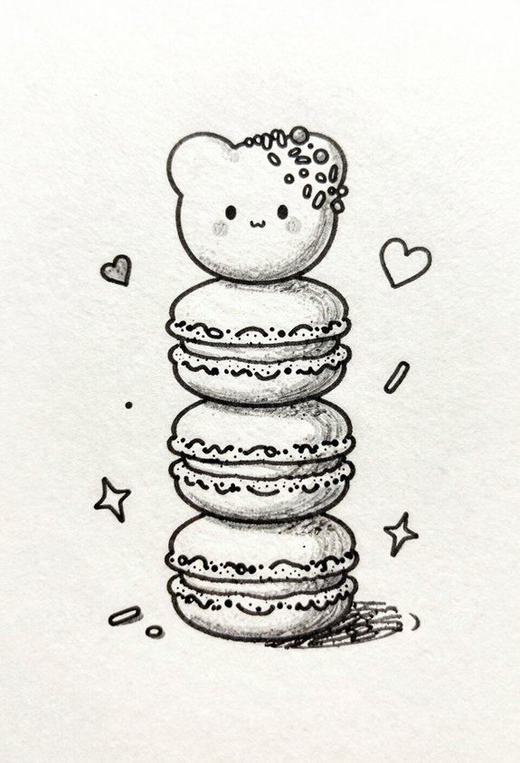 colorful macaron doodle stack