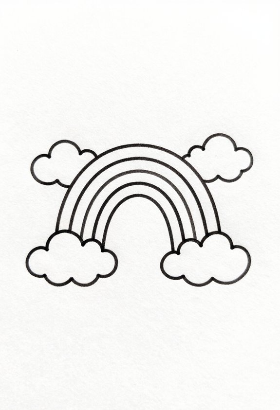 colorful rainbow and clouds