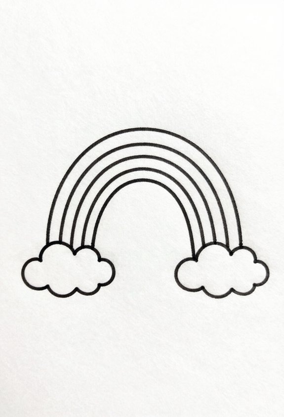 colorful rainbow with clouds