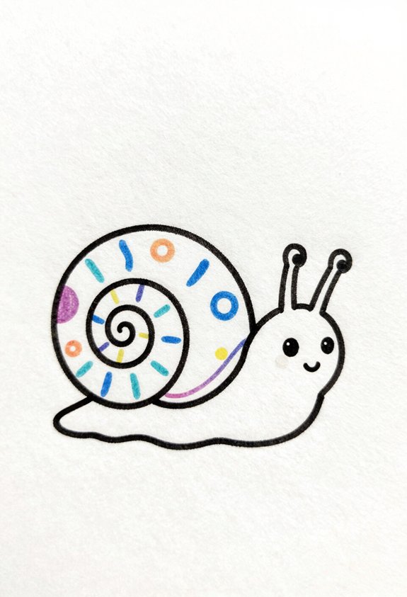 colorful snail doodle supplies