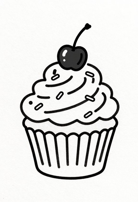 colorful sprinkles cupcake doodle