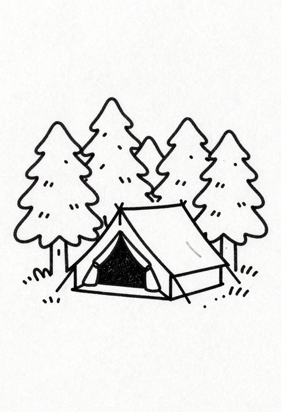 comfy tent among pines