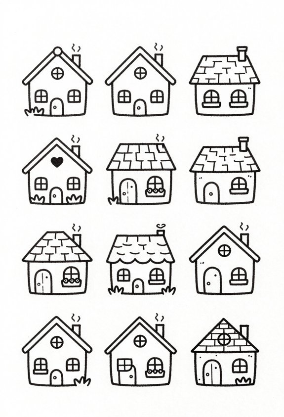 cozy chimneyed house doodles