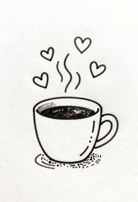 cozy coffee doodling supplies