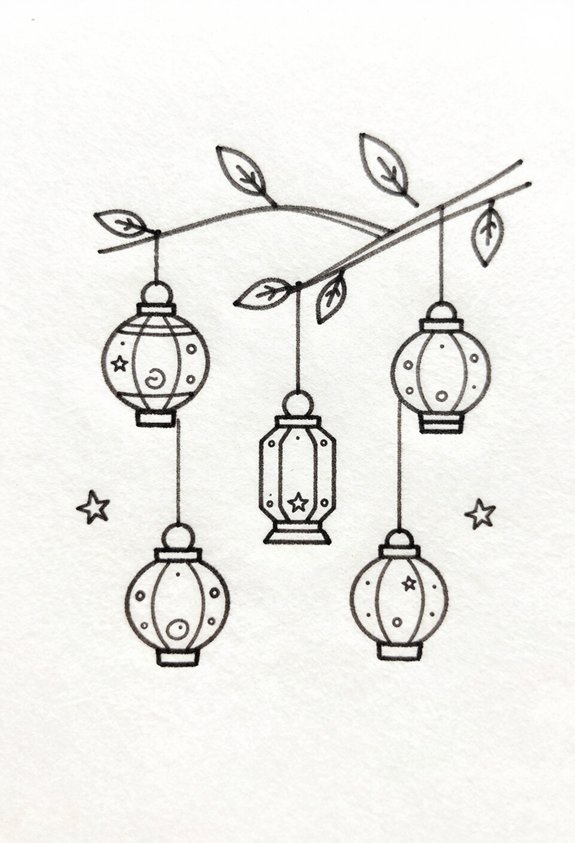 cozy glow from lanterns