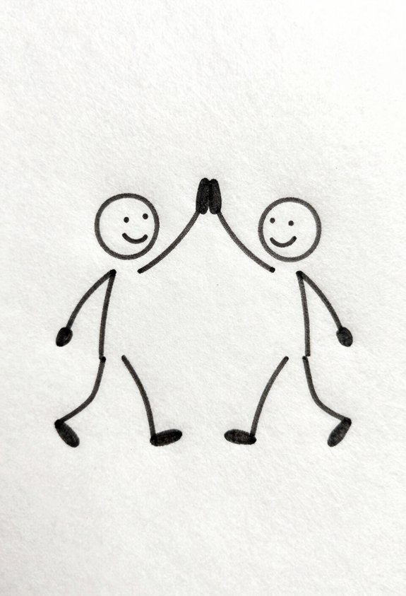 creative stick figure high fives
