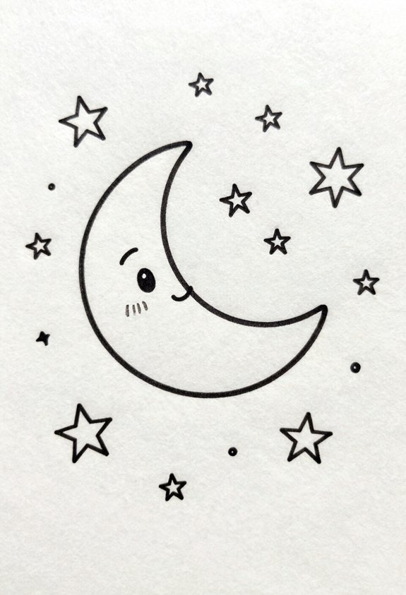 crescent moon starry night