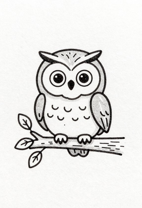 curious owl on branch