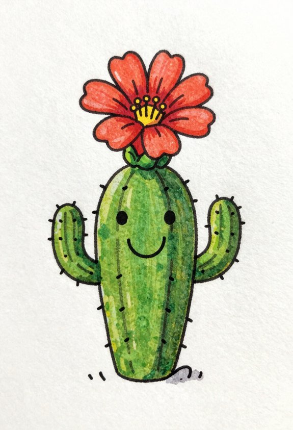 cute cactus with flower