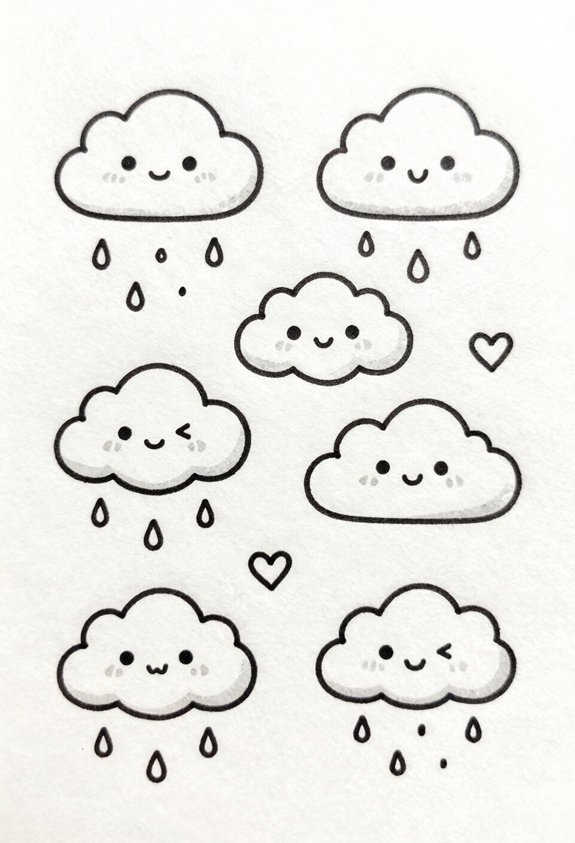 cute cartoon clouds doodles