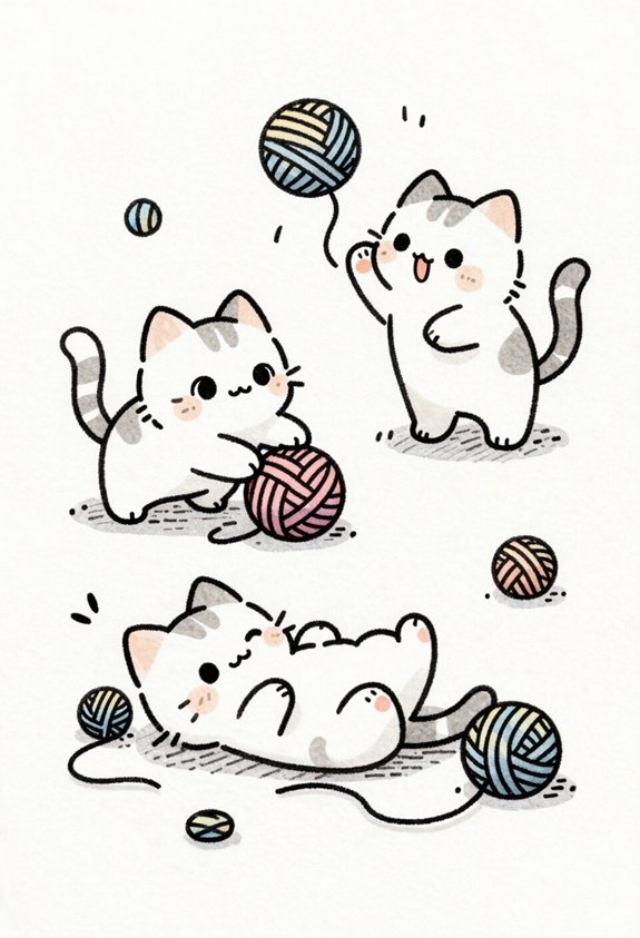 cute cats with yarn