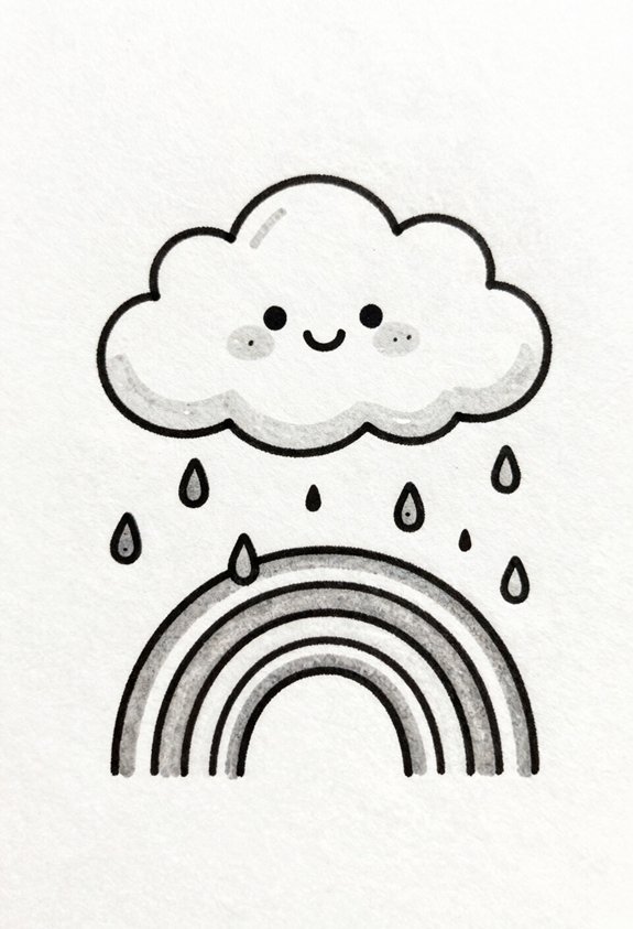 cute cloud rainbow doodle