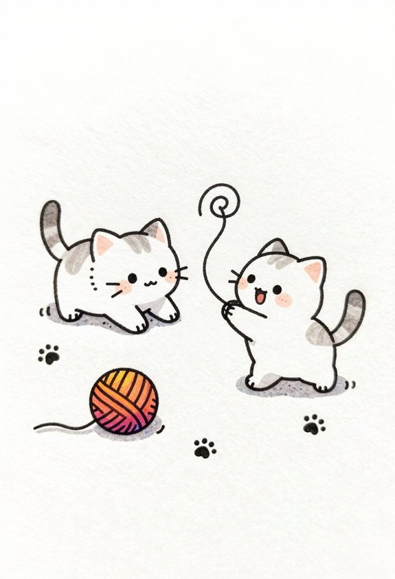 cute kittens with yarn