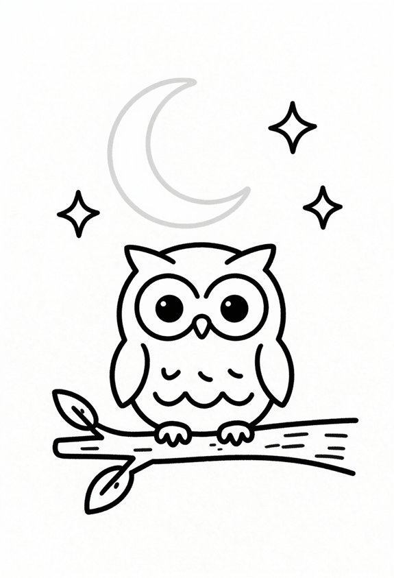 cute owl under moonlight