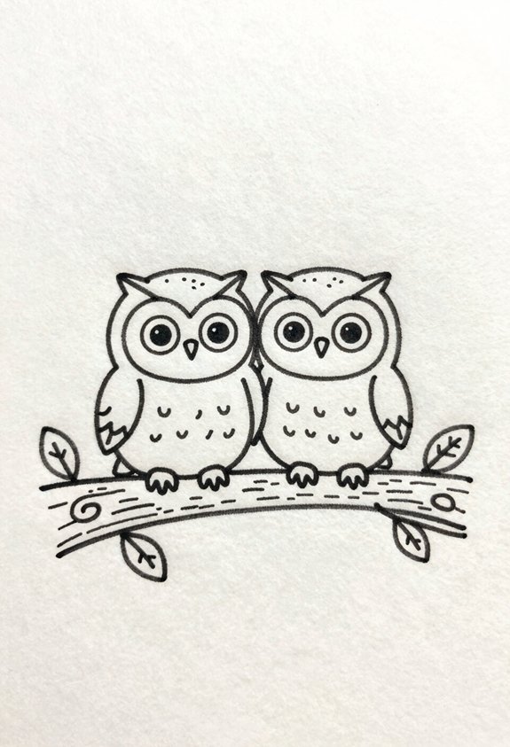 cute owls on branch