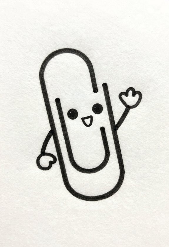 cute paperclip character waving