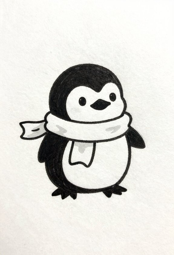 cute penguin in scarf