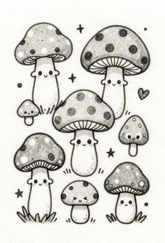 cute polka dot mushrooms