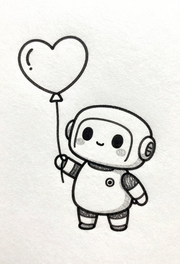 cute robot with balloon