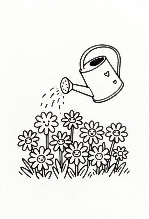 cute watering can daisies