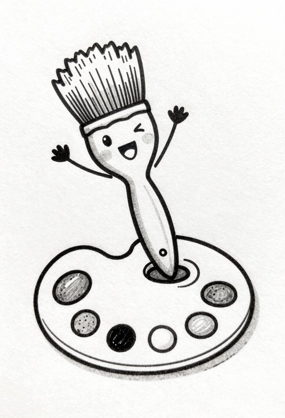 dancing paintbrush on palette