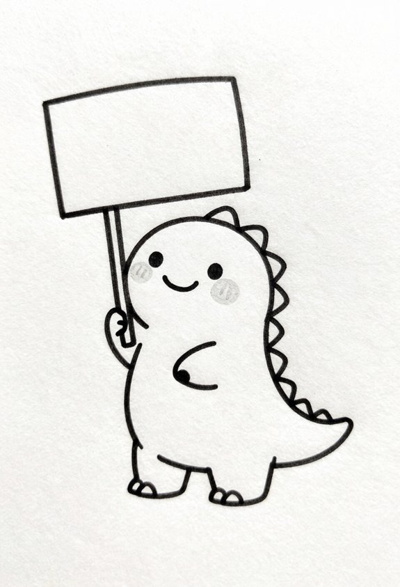 dinosaur with heartfelt message