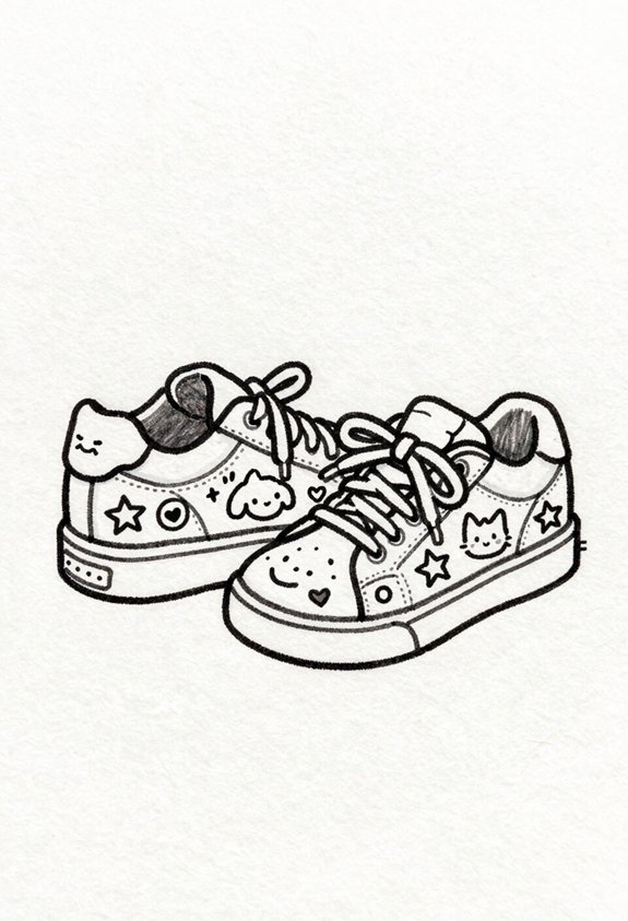 doodled pattern matching sneakers