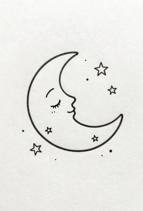 dreamy moon with stars