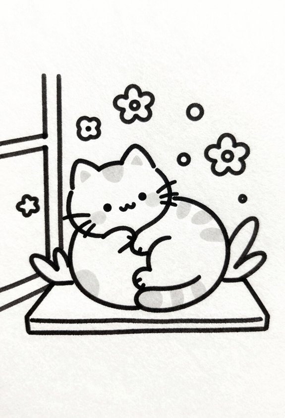 fluffy cat on windowsill