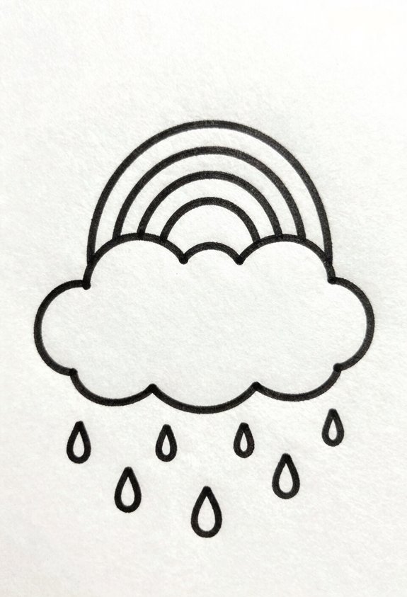 fluffy cloud with rainbow