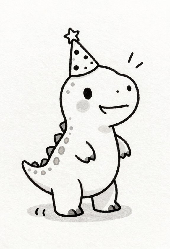 friendly dinosaur party doodle