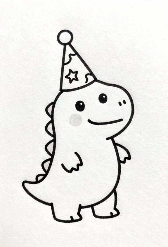 friendly dinosaur party doodle