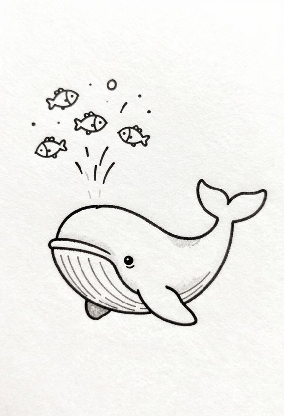 friendly whale with fish