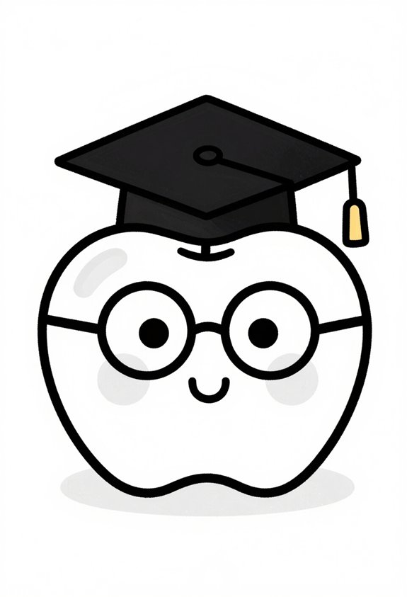 graduation apple cartoon character