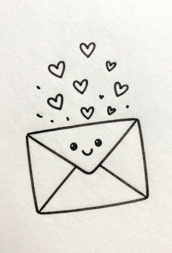 happy envelope with hearts