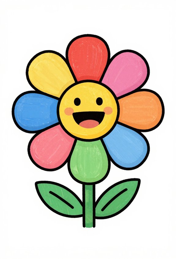 happy face flower doodle