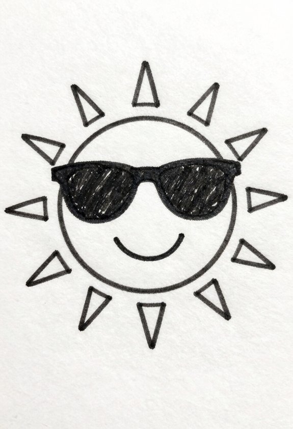happy sun wearing sunglasses