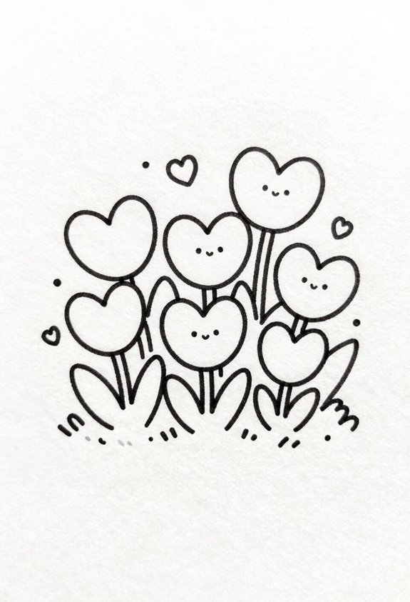 heart shaped flower garden