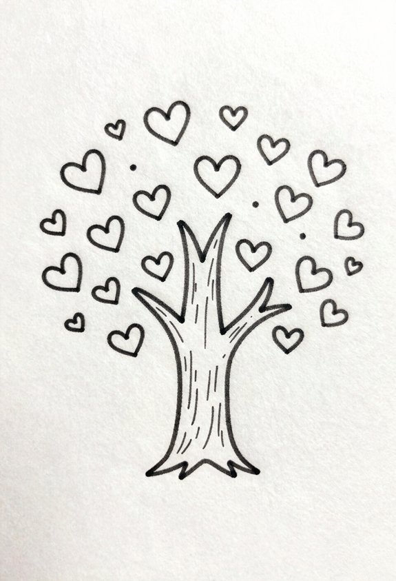 hearts replacing tree leaves