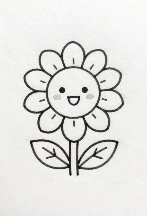 joyful smiling sunflower doodle