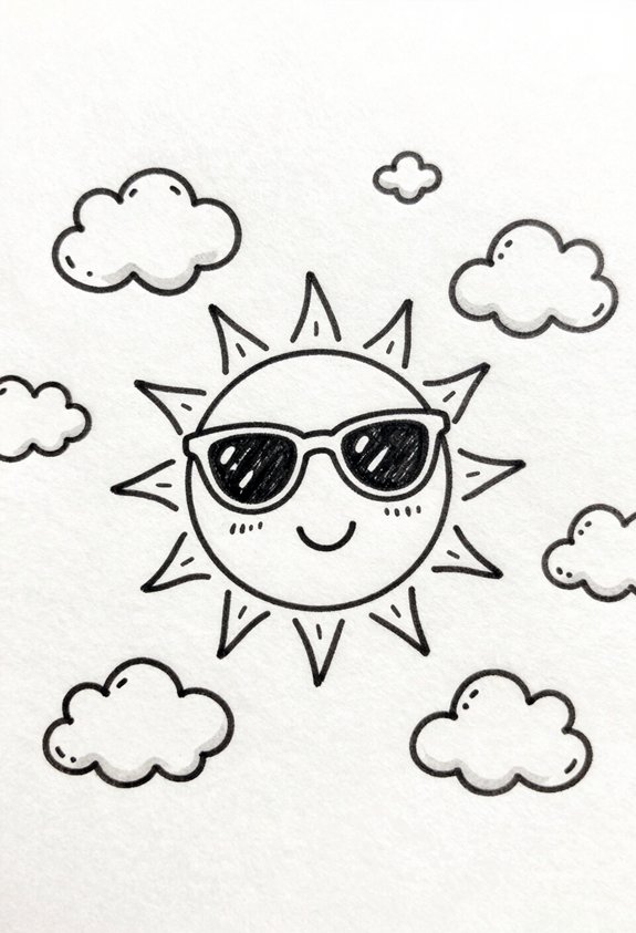 joyful sun and clouds