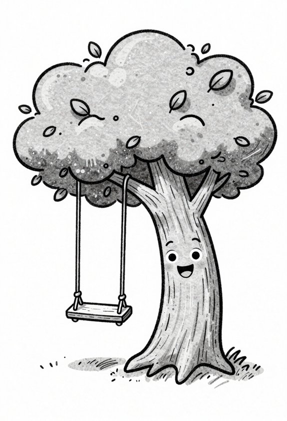 joyful tree swing scene