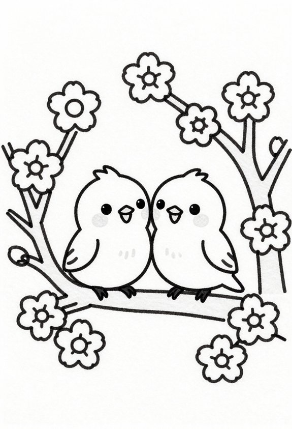 lovebirds in flowering tree